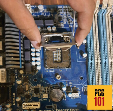 CPU socket latch open motherboard
