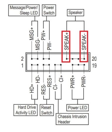 pinout diagram for internal speaker beep code