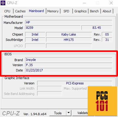 CPU-Z bios version check