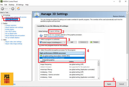 changing a program to use dedicated graphics card in nvidia