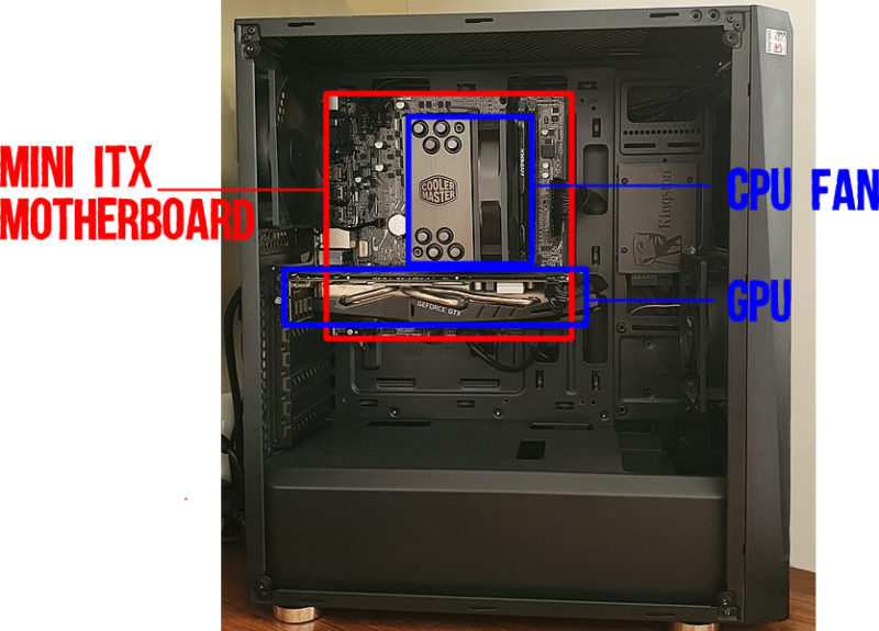 motherboard inside PC case