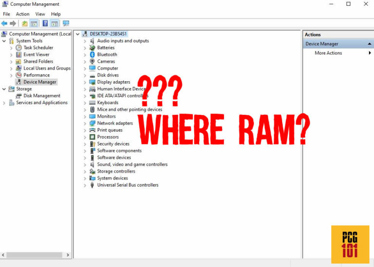 where is ram in device manager windows 10