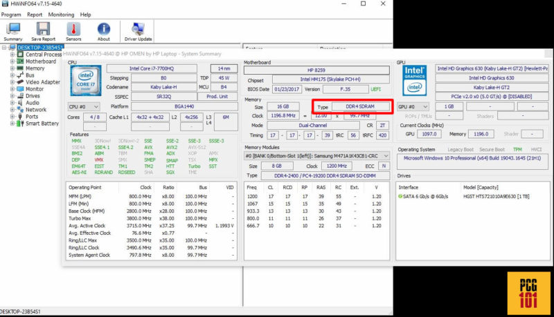 ddr4 RAM hwinfo ram type