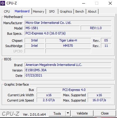 Motherboard CPUz