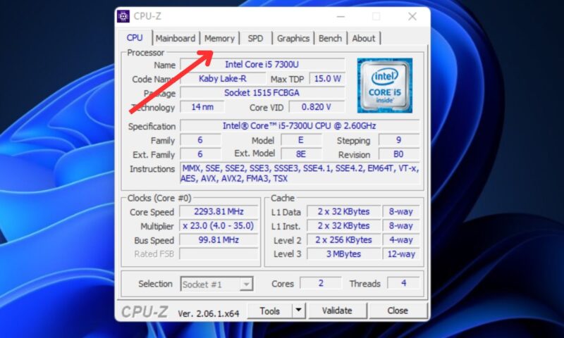 CPU-Z Memory Tab